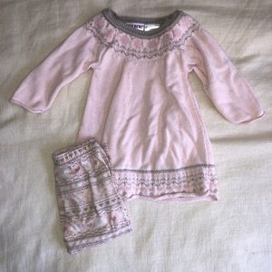 Pink sweater dress with matching leggings